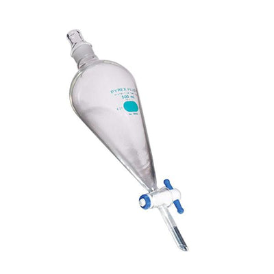 1245. EMBUDO DE SEPARACION DE VIDRIO FORMA PERA 2L LLAVE TEFLON TAPA VIDRIO CUBIERTA PROTECTORA PLUS - PYREX