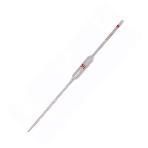 11591.PIPETA VOLUMETRICA DE VIDRIO 50ML CLASE A DOBLE AFORO CODIGO DE COLOR CERTIFICADO LOTE - KIMAX