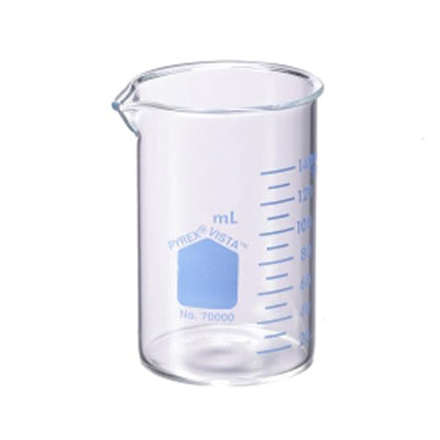 1239. VASO DE PRECIPITADO DE VIDRIO 20ML FORMA BAJA GRADUADO PAQUETE C/5 PIEZAS PYREX
