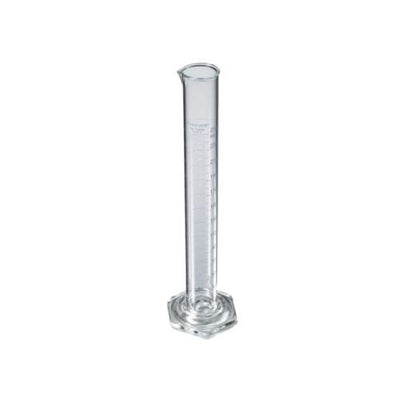 15012. PROBETA (MEDIDA CILINDRICA) DE VIDRIO 25ML CLASE A GRADUADA P/LIBERAR, GRADUACIONES EN AZUL PYREX VISTA