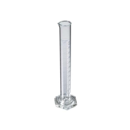 15012. PROBETA (MEDIDA CILINDRICA) DE VIDRIO 25ML CLASE A GRADUADA P/LIBERAR, GRADUACIONES EN AZUL PYREX VISTA