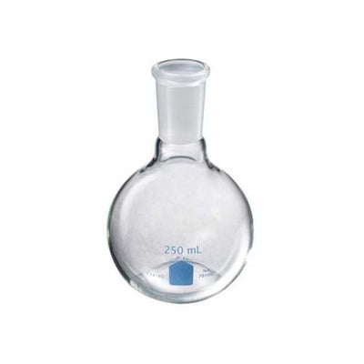 51550. MATRAZ DE EBULLICION DE VIDRIO 250ML FONDO PLANO CUELLO CORTO, JUNTA CONICA 24/40 - PYREX VISTA