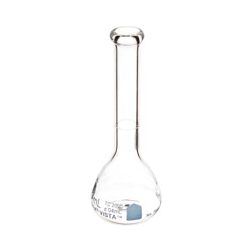 15005. MATRAZ VOLUMETRICO DE VIDRIO 10ML CLASE B C/TAPA DE POLIETILENO A PRESION PAQUETE C/5 PIEZAS - PYREX VISTA