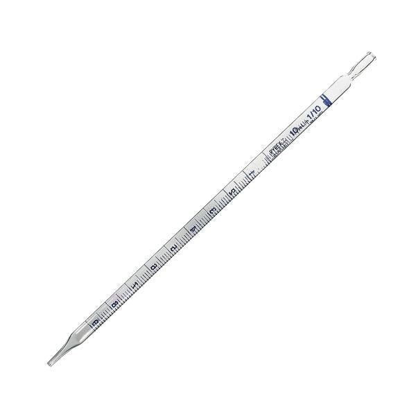 1230. PIPETA SEROLOGICA DE VIDRIO 10ML DESECHABLE, ENVOLTURA INDIVIDUAL, ESTERIL C/TAPON PAQUETE C/25 PIEZAS PYREX