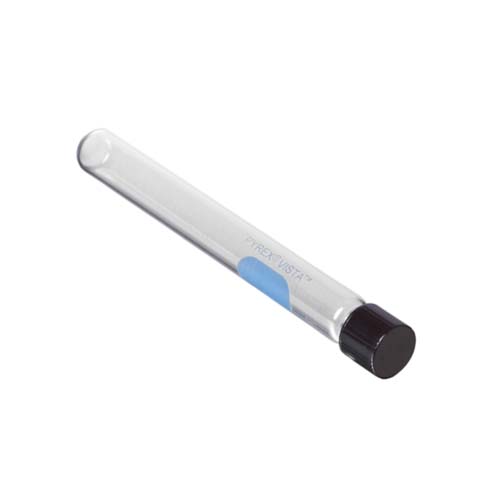 15016. TUBO DE CULTIVO DE VIDRIO 20X125MM, 25ML REUSABLE C/TAPON ROSCADO NEGRO PAQUETE C/10 PIEZAS - PYREX VISTA