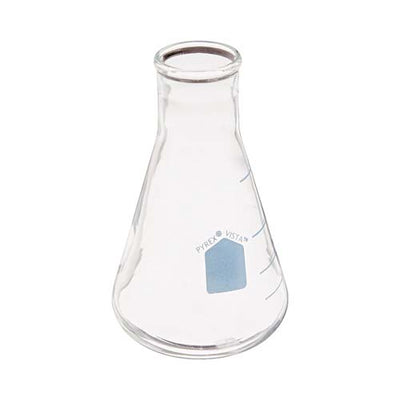 15001. MATRAZ ERLENMEYER DE VIDRIO 125ML BOCA ANGOSTA REUSABLE USO RUDO PAQUETE C/2 PIEZAS - PYREX VISTA