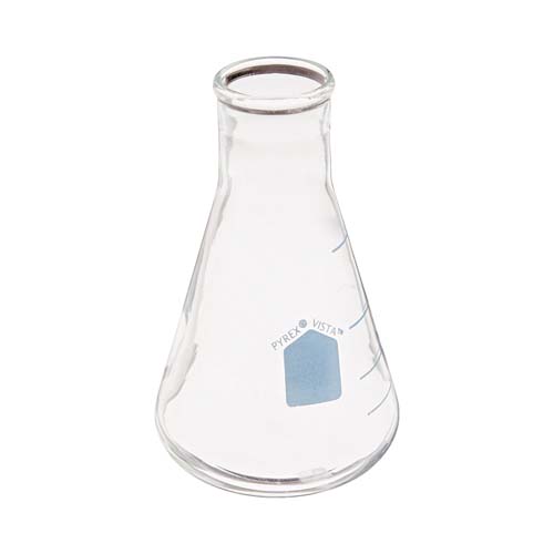 15001. MATRAZ ERLENMEYER DE VIDRIO 125ML BOCA ANGOSTA REUSABLE USO RUDO PAQUETE C/2 PIEZAS - PYREX VISTA
