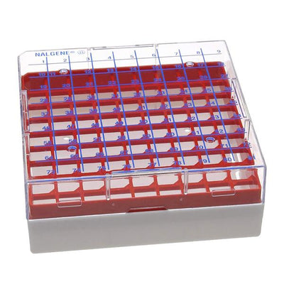 1628. CAJA DE CRIOCONSERVACION DE POLICARBONATO COLOR ROJO P/81 VIALES 1.2/2ML - NALGENE
