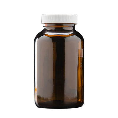 3210. FRASCO VIDRIO AMBAR 29ML (1OZ) BOCA ANCHA 28-400MM C/TAPA PP ENSAMBLADA CAJA C/24 - FINNERAN