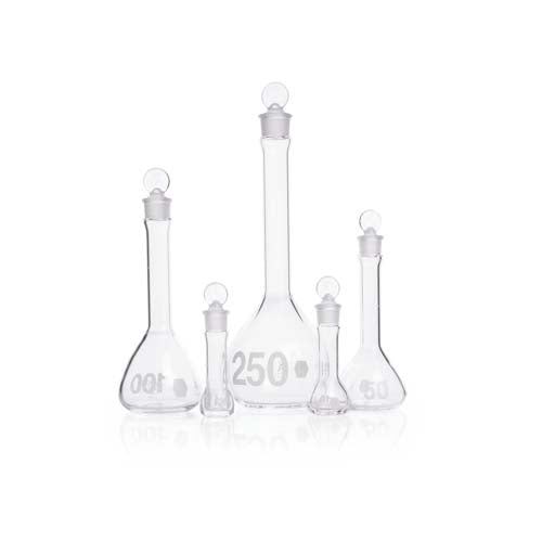 21575. MATRAZ VOLUMETRICO DE VIDRIO 20ML CLASE A C/TAPON DE VIDRIO - KIMAX
