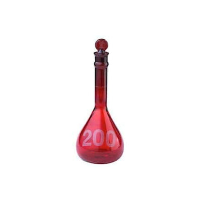 20304. MATRAZ VOLUMETRICO DE VIDRIO 20ML CLASE A RAY-SORB AMBAR PARED REFORZADA, BOCA ANCHA C/TAPON DE VIDRIO - KIMAX