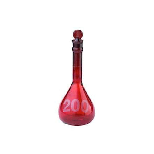 20304. MATRAZ VOLUMETRICO DE VIDRIO 20ML CLASE A RAY-SORB AMBAR PARED REFORZADA, BOCA ANCHA C/TAPON DE VIDRIO - KIMAX