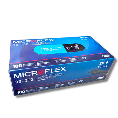 50180. GUANTES DE NITRILO NEGRO SIN POLVO, TEXTURIZADOS - MICROFLEX