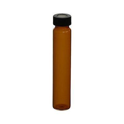 3241. VIAL VIDRIO AMBAR DE 60ML C/ TAPA ABIERTA COLOR NEGRO 24-400MM Y SEPTA DE PTFE/SILICON PRELIMPIO Y CERTIFICADO-CLASE 3 DE/72 - FINNERAN