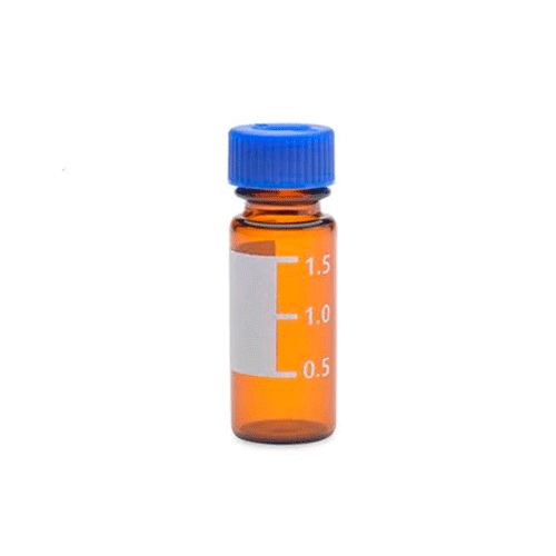 3051. VIAL VIDRIO AMBAR 2ML TAPA AZUL 9MM CON SEPTA PTFE ROJO/SILICON BLANCO CERTIFICADO - THERMO SCIENTIFIC