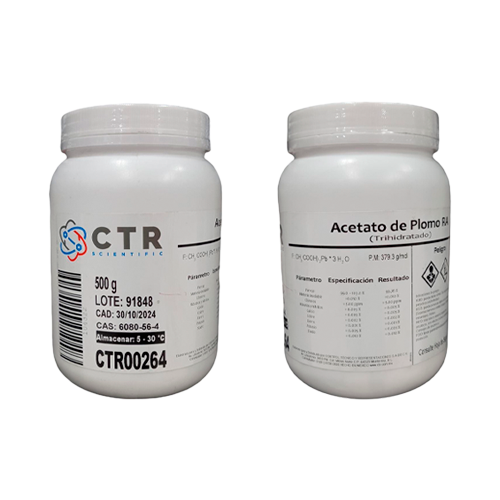 20062. ACETATO DE PLOMO TRIHIDRATADO RA ACS PLASTICO 500GR - CTR