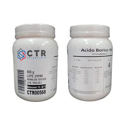 50951. ACIDO BORICO CRISTAL RA PLASTICO 500GR - CTR