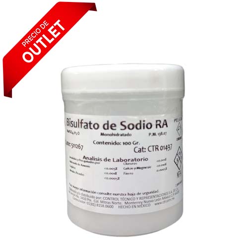 22522. BISULFATO DE SODIO MONOHIDRATADO RA ACS 100GR PAQUETE C/2 PIEZAS CTR