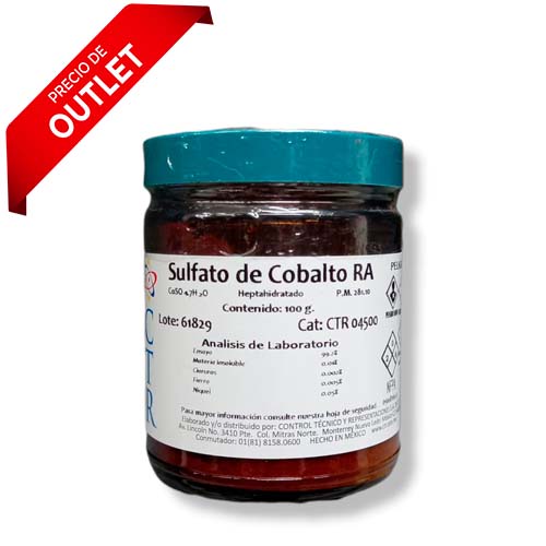 22526. SULFATO DE COBALTO HEPTAHIDRATADO RA ACS PLASTICO 100GR CTR