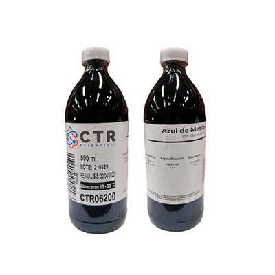 51851. AZUL DE METILENO SOLN 1% EN ALCOHOL ETILICO 96% VIDRIO AMBAR 500ML - CTR