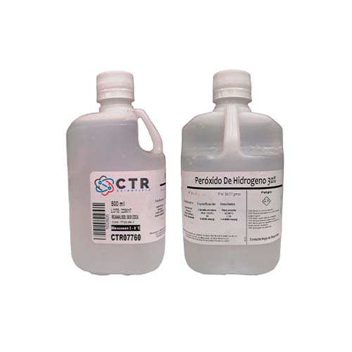 21821. PEROXIDO DE HIDROGENO SOLN 30% PLASTICO 500ML PAQUETE C/2 PIEZAS - CTR