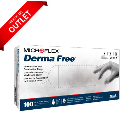 23763. GUANTES DE VINILO TRANSPARENTE SIN POLVO DERMA FREE TALLA CHICA PAQUETE C/100 PIEZAS MICROFLEX