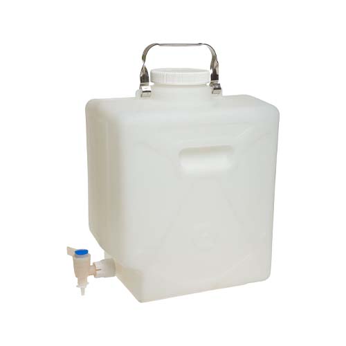 13887. GARRAFON (BIDON) DE POLIETILENO ALTA DENSIDAD 20LT BLANCO RECTANGULAR C/LLAVE - NALGENE