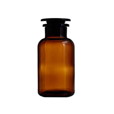 14946. FRASCO VIDRIO AMBAR 500ML BOCA ANCHA C/TAPON ESMERILADO - KAVALIER