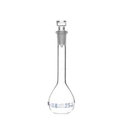 14960. MATRAZ VOLUMETRICO DE VIDRIO 25ML CLASE A C/TAPON DE VIDRIO - KAVALIER