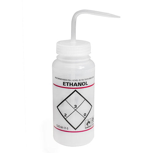 51023. PIZETA (FRASCO LAVADOR) 500ML ETANOL, BOCA ANCHA SALIDA SUPERIOR C/TAPA NATURAL, LDPE - BEL-ART