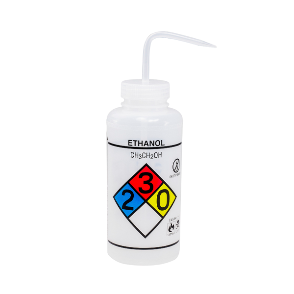 3136. PIZETA (FRASCO LAVADOR) 500ML ETANOL, BOCA ANCHA SALIDA SUPERIOR, LDPE  BEL-ART