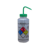 10551. PIZETA (FRASCO LAVADOR) 1LT METANOL BOCA ANCHA SALIDA SUPERIOR C/TAPA VERDE, ETIQUETA GHS  - BEL-ART