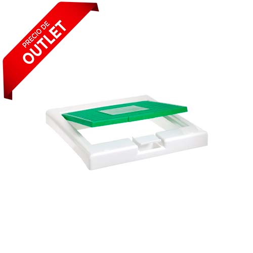 22214.  TAPA DE PLASTICO P/CAJA DE CARTON P/DESECHOS DE VIDRIO, 12½X12½PULG, COLOR BLANCO/VERDE  BEL-ART