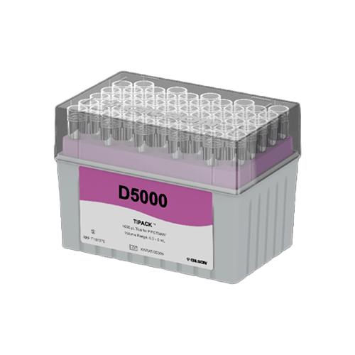 26206. PUNTAS 500-5000UL CLARAS DE POLIPROPILENO NO ESTERIL PIPETMAN DIAMOND D5000 TIPACK EN RACK C/600 PIEZAS GILSON