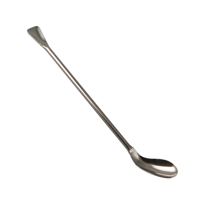 6518. ESPATULA DOBLE DE ACERO INOXIDABLE C/CUCHARA 10ML, LARGO 21CM - BEL-ART