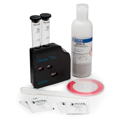 55157. KIT QUIMICO DE PRUEBAS P/CLORO LIBRE Y TOTAL, INTERVALO BAJO, MEDIO Y ALTO P/200 PRUEBAS HANNA