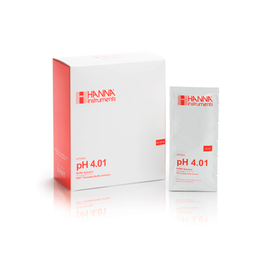 55287. SOLUCION BUFFER PH 4 SIN CERTIFICADO C/25 SOBRES 20ML - HANNA