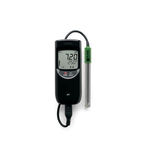 55191. MEDIDOR MULTIPARAMETRICO PORTATIL PH/TEMPERATURA IMPERMEABLE C/ELECTRODO CUERPO DE TITANIO Y SENSOR DE TEMPERATURA INTEGRADO HANNA