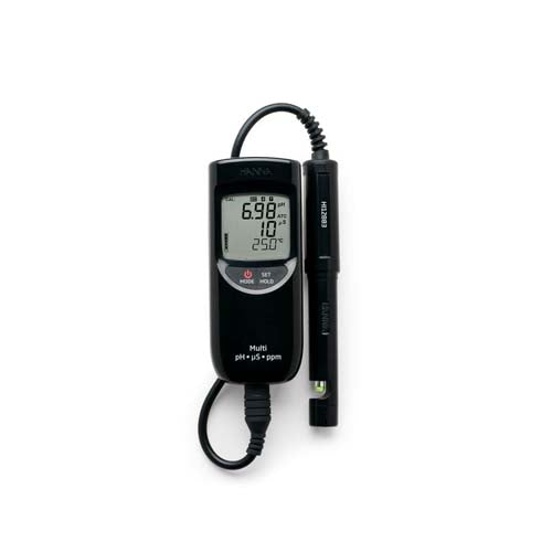 55227. MEDIDOR MULTIPARAMETRICO PORTATIL PH/CONDUCTIVIDAD/TDS, IMPERMEABLE INTERVALO BAJO - HANNA