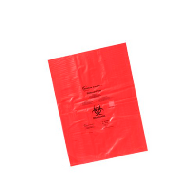 13195.BOLSA DE POLIPROPILENO ROJA P/RESIDUOS BIOLOGICOS (BIOHAZARD) 48X36CM, GROSOR 1.57mil PAQUETE C/200 PIEZAS - HEATHROW