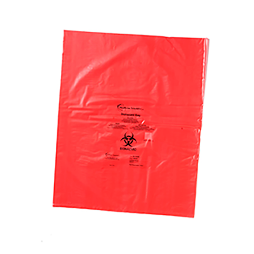 5625. BOLSA DE POLIPROPILENO ROJA P/RESIDUOS BIOLOGICOS (BIOHAZARD) 84X64CM GROSOR 1.57mil C/200 - HEATHROW