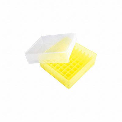 13205. CAJA DE ALMACENAMIENTO P/81 MICROTUBOS 1.5/2ML POLIPROPILENO COLOR AMARILLO HEATHROW