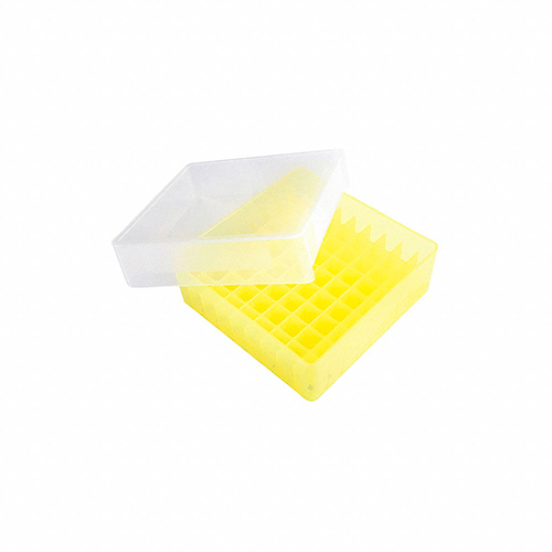 13205. CAJA DE ALMACENAMIENTO P/81 MICROTUBOS 1.5/2ML POLIPROPILENO COLOR AMARILLO HEATHROW