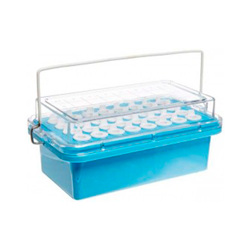 13254.HIELERA MINI, POLICARBONATO P/MUESTRAS 0.5-2ML,  32 LUGARES, TEMPERATURA -20°,  COLOR AZUL C/TAPA - HEATHROW