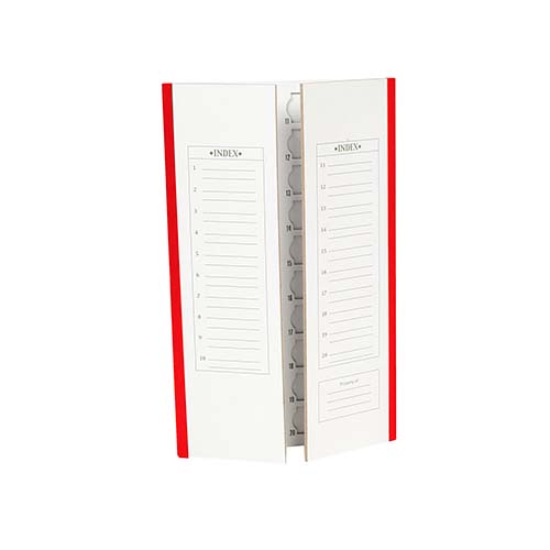 13514.PORTA LAMINILLAS DE CARTON ROJO P/20 LUGARES C/2 HEATHROW
