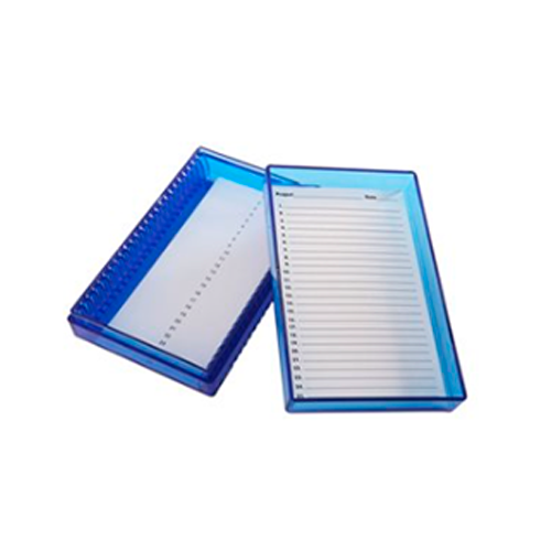 13289.CAJA P/25 LAMINILLAS POLICARBONATO COLOR AZUL C/CIERRE DE ACERO INOXIDABLE, AUTOCLAVABLE TRUE NORTH - HEATHROW