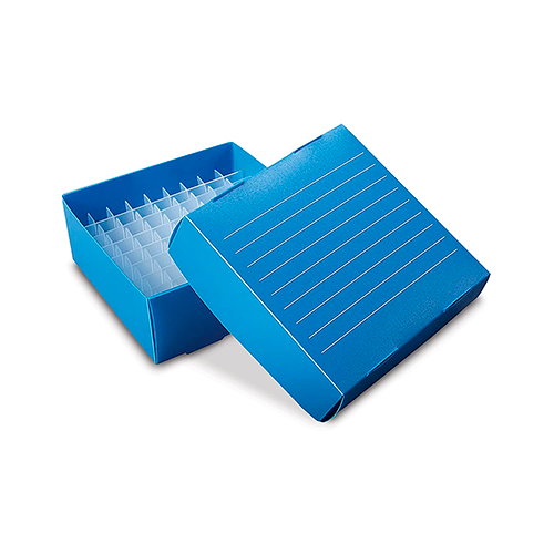 13293.CAJA DE ALMACENAMIENTO P/81 TUBOS DE 1.5/2.0ML POLIPROPILENO AZUL DELGADO TRUE NORTH P/CONGELADOR C/10 - HEATHROW