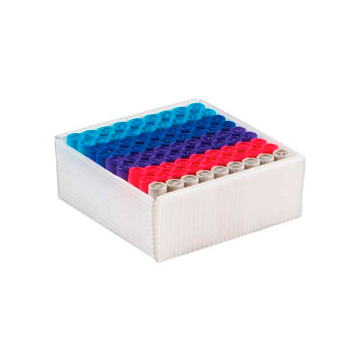 13299.CAJA DE ALMACENAMIENTO P/25 TUBOS 5ML POLIPROPILENO AZUL CORRUGADO TRUE NORTH P/CONGELADOR C/10 - HEATHROW