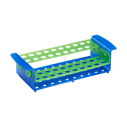 13429.GRADILLA P/40 TUBOS 5/15ML/16MM RACK PLASTICO AZUL/VERDE - HEATHROW