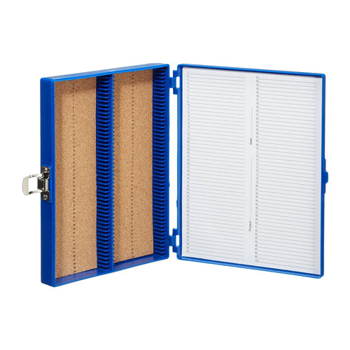 4326. CAJA P/100 LAMINILLAS COLOR AZUL, INTERIOR CORCHO C/BROCHE C/2 - HEATHROW